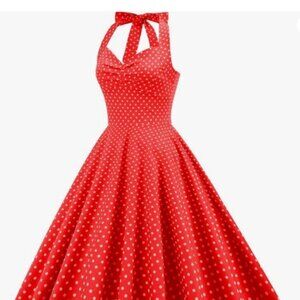 Women's Dress Retro Vintage Swing 1950's Halter polkadot print